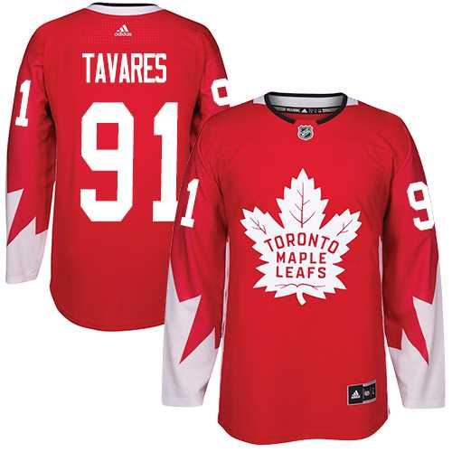 Men's Adidas Toronto Maple Leafs #91 John Tavares Red Team Canada Authentic Stitched NHL Jersey