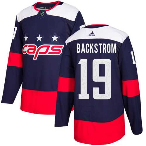 Men's Adidas Washington Capitals #19 Nicklas Backstrom Navy Authentic 2018 Stadium Series Stitched NHL Jersey
