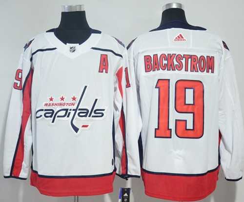 Men's Adidas Washington Capitals #19 Nicklas Backstrom White Road Authentic Stitched NHL