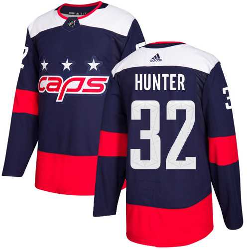 Men's Adidas Washington Capitals #32 Dale Hunter Navy Authentic 2018 Stadium Series Stitched NHL Jersey
