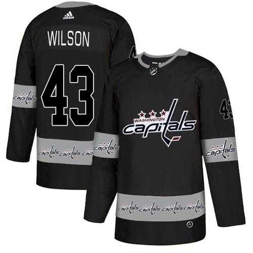 Men's Adidas Washington Capitals #43 Tom Wilson Black Authentic Team Logo Fashion Stitched NHL Jersey