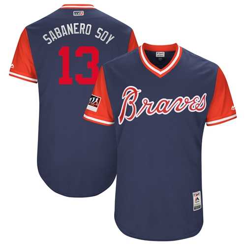 Men's Atlanta Braves #13 Ronald Acuna Jr. Navy Sabanero Soy Players Weekend Authentic Stitched MLB