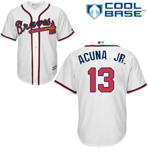 Men's Atlanta Braves #13 Ronald Acuna Jr. White New Cool Base Stitched MLB Jersey