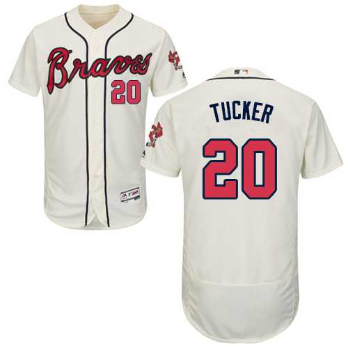 Men's Atlanta Braves #20 Preston Tucker Cream Flexbase Authentic Collection Stitched MLB