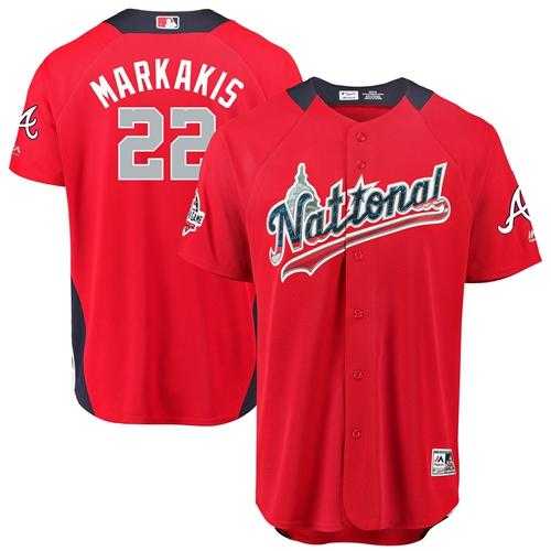 Men's Atlanta Braves #22 Nick Markakis Red 2018 All-Star National League Stitched MLB