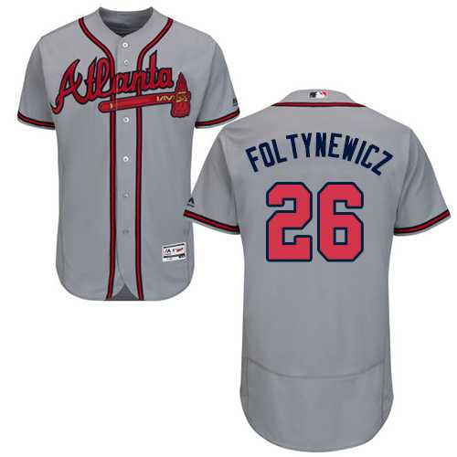 Men's Atlanta Braves #26 Mike Foltynewicz Grey Flexbase Authentic Collection Stitched MLB