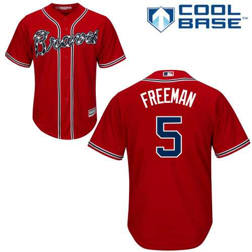 Men's Atlanta Braves #5 Freddie Freeman Red New Cool Base Stitched MLB
