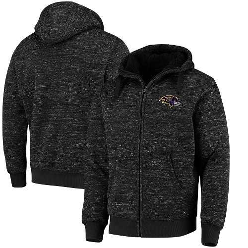 Men's Baltimore Ravens G-III Sports by Carl Banks Heathered Black Discovery Sherpa Full-Zip Jacket