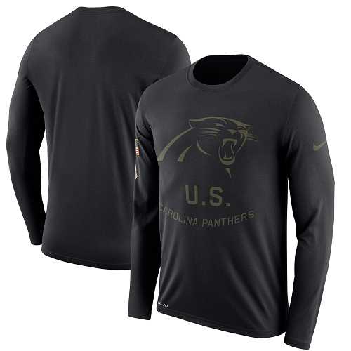 Men's Carolina Panthers Nike Black Salute to Service Sideline Legend Performance Long Sleeve T-Shirt