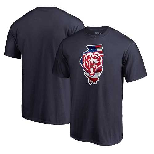 Men's Chicago Bears NFL Pro Line by Fanatics Branded Navy Banner State T-Shirt