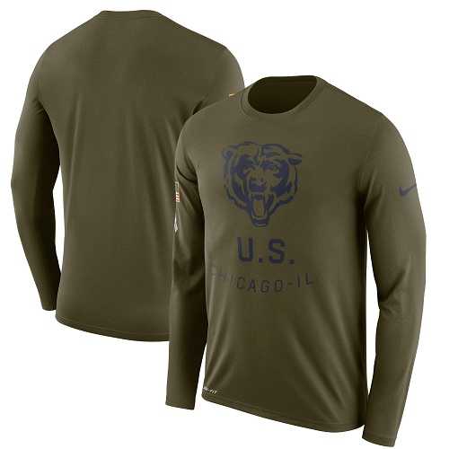 Men's Chicago Bears Nike Olive Salute to Service Sideline Legend Performance Long Sleeve T-Shirt