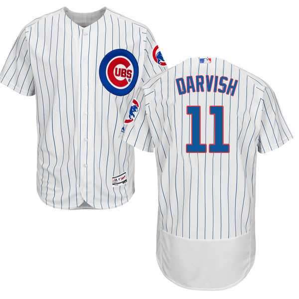 Men's Chicago Cubs #11 Yu Darvish White Flexbase Authentic Collection Stitched MLB