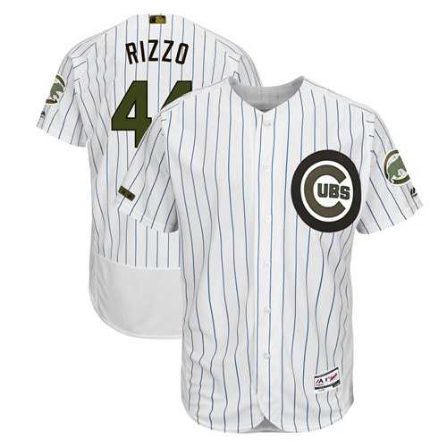 Men's Chicago Cubs #44 Anthony Rizzo White(Blue Strip) Flexbase Authentic Collection 2018 Memorial Day Stitched MLB Jersey