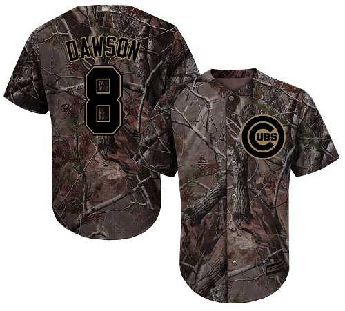 Men's Chicago Cubs #8 Andre Dawson Camo Realtree Collection Cool Base Stitched MLB