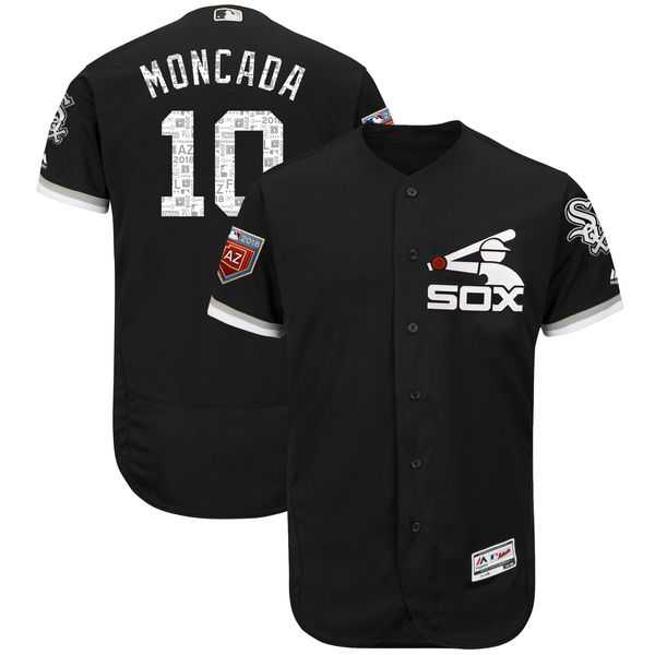 Men's Chicago White Sox #10 Yoan Moncada Majestic Black 2018 Spring Training Flex Base Player Jersey