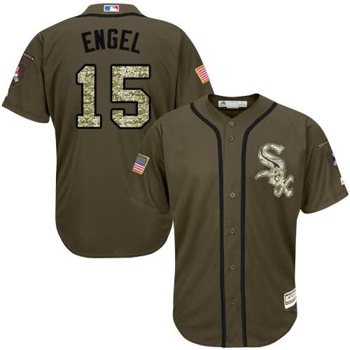 Men's Chicago White Sox #15 Adam Engel Green Salute to Service Stitched MLBs