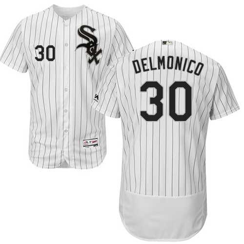 Men's Chicago White Sox #30 Nicky Delmonico White(Black Strip) Flexbase Authentic Collection Stitched MLBs