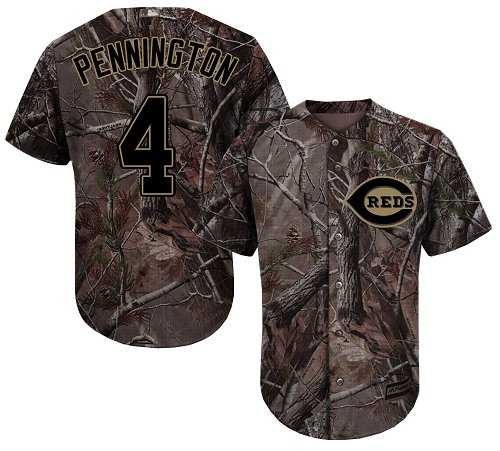 Men's Cincinnati Reds #4 Cliff Pennington Camo Realtree Collection Cool Base Stitched MLB