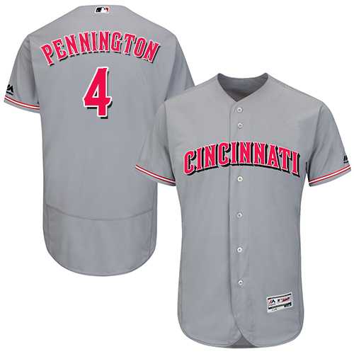 Men's Cincinnati Reds #4 Cliff Pennington Grey Flexbase Authentic Collection Stitched MLB