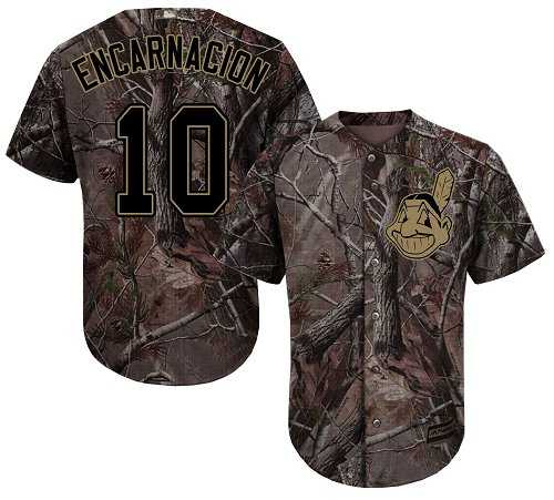 Men's Cleveland Indians #10 Edwin Encarnacion Camo Realtree Collection Cool Base Stitched MLB