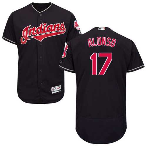 Men's Cleveland Indians #17 Yonder Alonso Navy Blue Flexbase Authentic Collection Stitched MLB