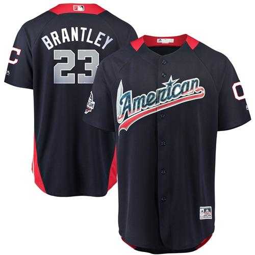 Men's Cleveland Indians #23 Michael Brantley Navy Blue 2018 All-Star American League Stitched MLB Jersey