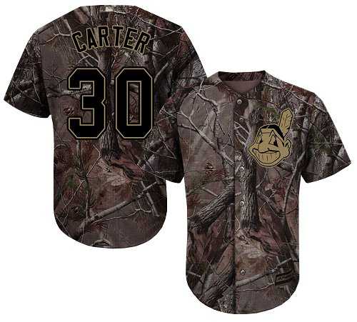 Men's Cleveland Indians #30 Joe Carter Camo Realtree Collection Cool Base Stitched MLB