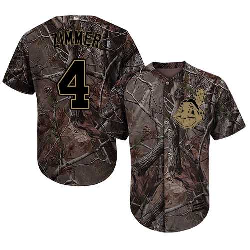 Men's Cleveland Indians #4 Bradley Zimmer Camo Realtree Collection Cool Base Stitched MLB
