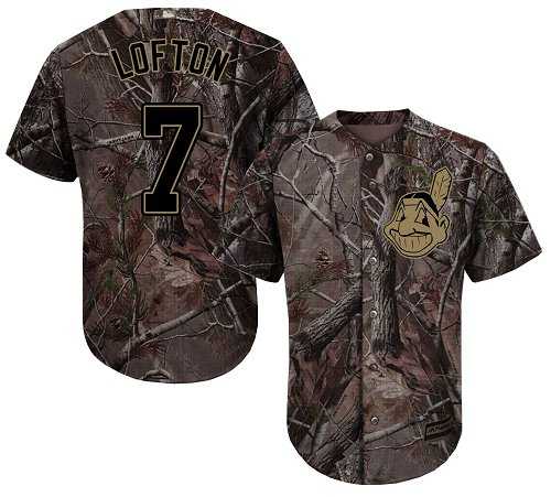 Men's Cleveland Indians #7 Kenny Lofton Camo Realtree Collection Cool Base Stitched MLB