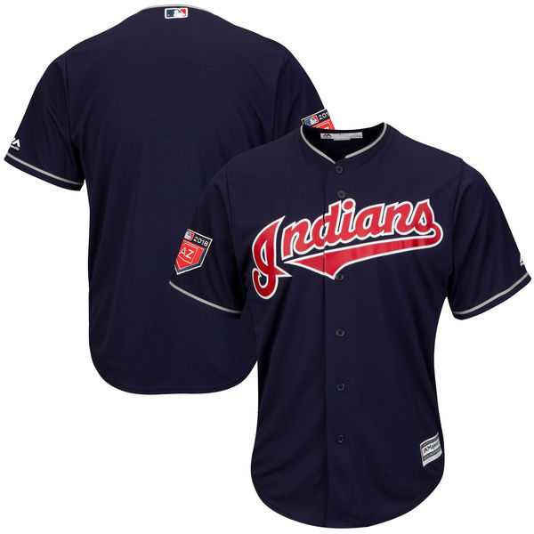 Men's Cleveland Indians Customized Majestic Navy 2018 Spring Training Cool Base Team Jersey