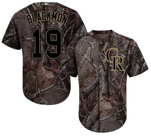Men's Colorado Rockies #19 Charlie Blackmon Camo Realtree Collection Cool Base Stitched MLB