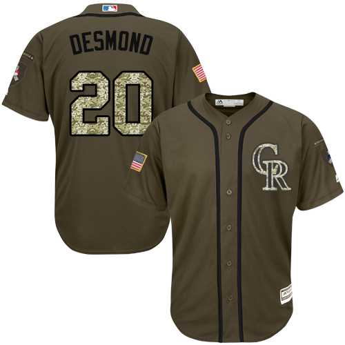 Men's Colorado Rockies #20 Ian Desmond Green Salute to Service Stitched MLB