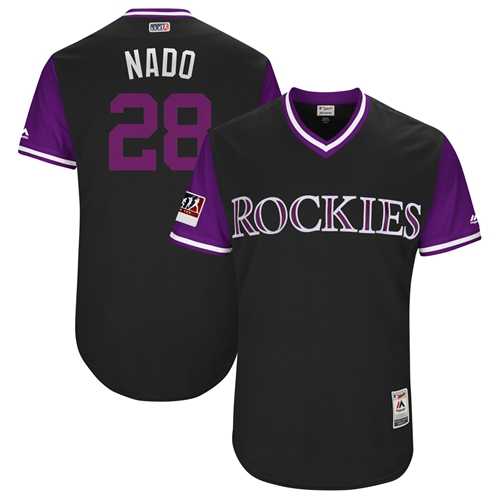 Men's Colorado Rockies #28 Nolan Arenado Black Nado Players Weekend Authentic Stitched MLB