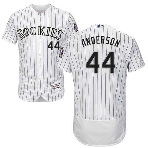 Men's Colorado Rockies #44 Tyler Anderson White Strip Flexbase Authentic Collection Stitched MLB Jersey