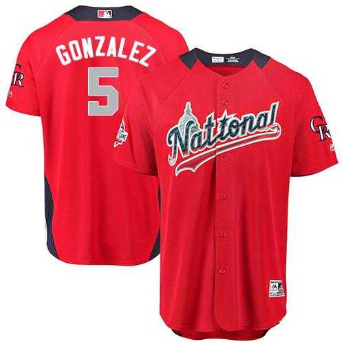 Men's Colorado Rockies #5 Carlos Gonzalez Red 2018 All-Star National League Stitched MLB