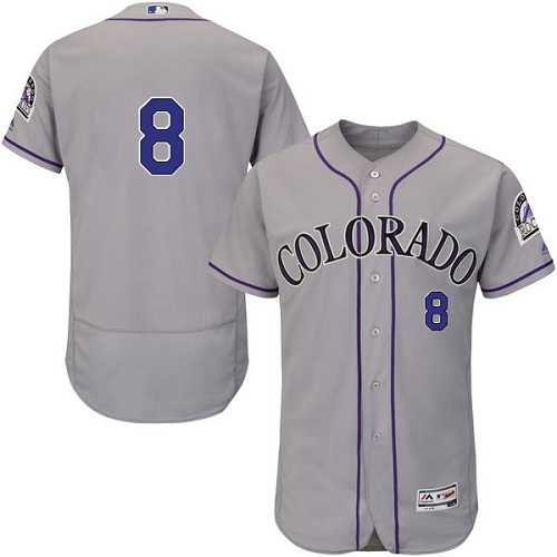 Men's Colorado Rockies #8 Gerardo Parra Grey Flexbase Authentic Collection Stitched MLB