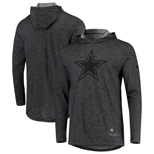 Men's Dallas Cowboys Nike Heathered Charcoal Fan Gear Tonal Slub Hooded Long Sleeve T-Shirt