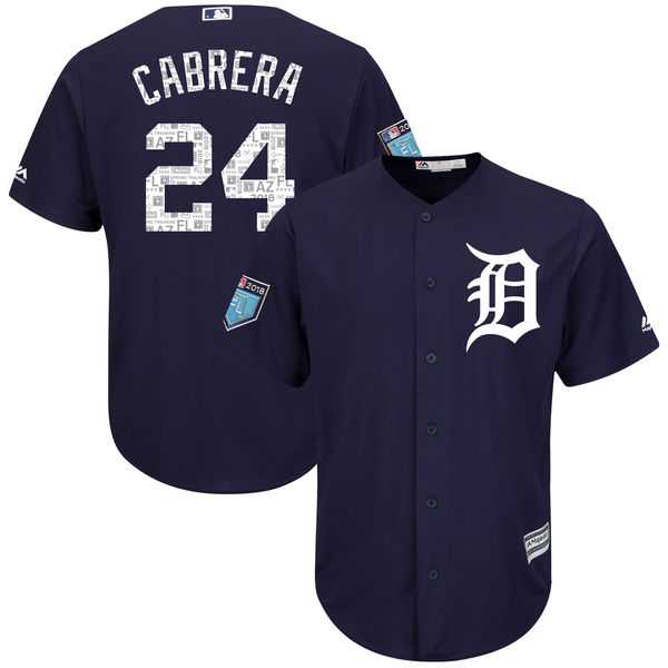 Men's Detroit Tigers #24 Miguel Cabrera Majestic Navy 2018 Spring Training Cool Base Player Jersey
