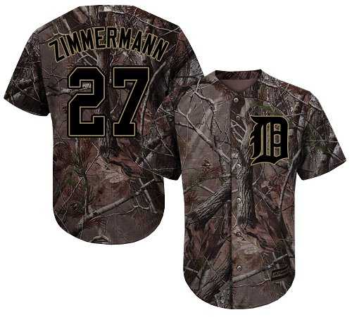 Men's Detroit Tigers #27 Jordan Zimmermann Camo Realtree Collection Cool Base Stitched MLB