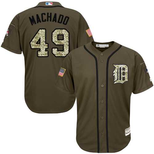 Men's Detroit Tigers #49 Dixon Machado Green Salute to Service Stitched MLB Jersey