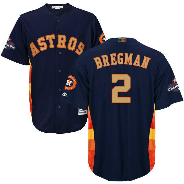 Men's Houston Astros #2 Alex Bregman Navy 2018 Gold Program Cool Base Stitched Baseball Jersey