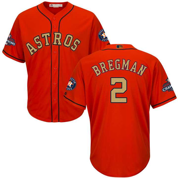 Men's Houston Astros #2 Alex Bregman Orange 2018 Gold Program Cool Base Stitched Baseball Jersey
