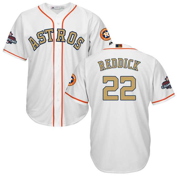 Men's Houston Astros #22 Josh Reddick White 2018 Gold Program Cool Base Stitched Baseball Jersey