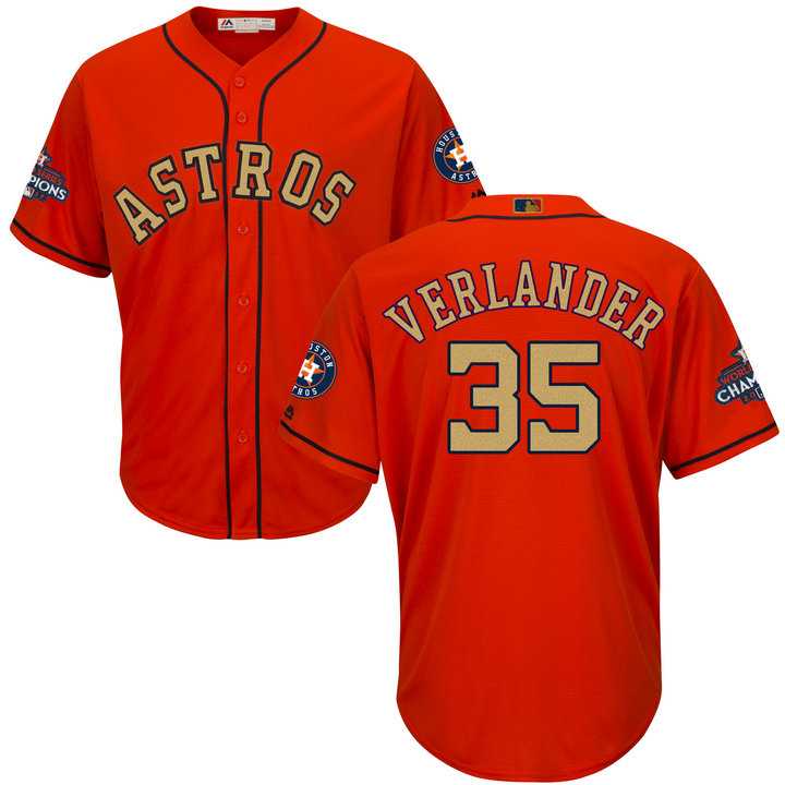 Men's Houston Astros #35 Justin Verlander Orange 2018 Gold Program Cool Base Stitched Baseball Jersey