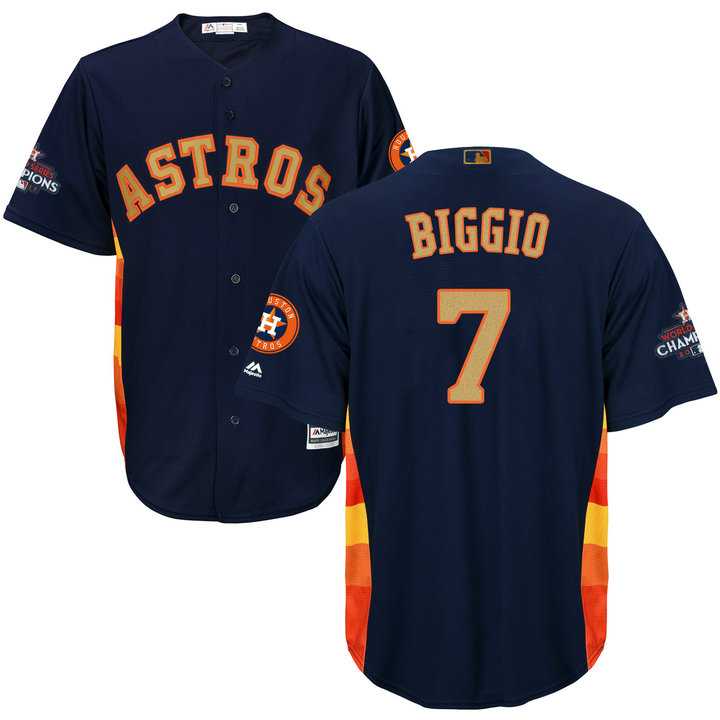Men's Houston Astros #7 Craig Biggio Navy 2018 Gold Program Cool Base Stitched Baseball Jersey