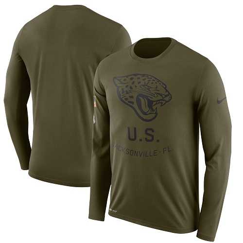 Men's Jacksonville Jaguars Nike Olive Salute to Service Sideline Legend Performance Long Sleeve T-Shirt