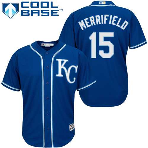 Men's Kansas City Royals #15 Whit Merrifield Royal Blue New Cool Base Alternate 2 Stitched MLB Jersey