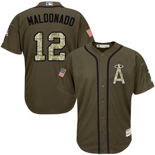 Men's Los Angeles Angels Of Anaheim #12 Martin Maldonado Green Salute to Service Stitched MLB