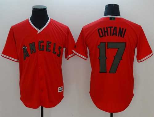Men's Los Angeles Angels Of Anaheim #17 Shohei Ohtani Red New Cool Base 2018 Memorial Day Stitched MLB