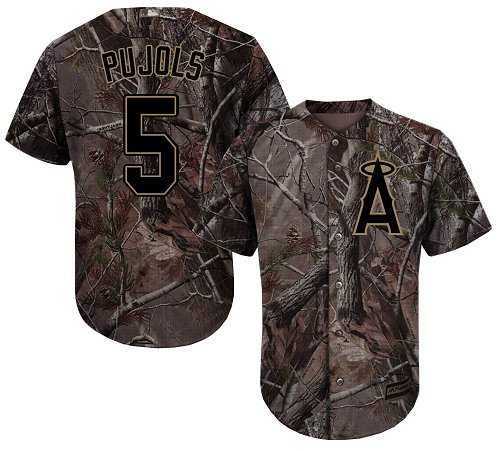 Men's Los Angeles Angels Of Anaheim #5 Albert Pujols Camo Realtree Collection Cool Base Stitched MLB